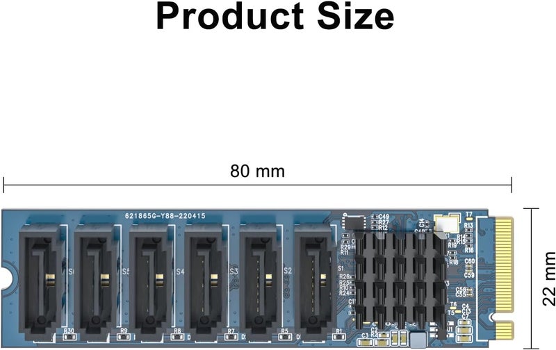 ipolex M.2 (M Key) to 6xSATA Adapter, with 6 SATA Cables, SATA3.0, NO-Riad, for Desktop PC Support SSD and HDD - Image 3